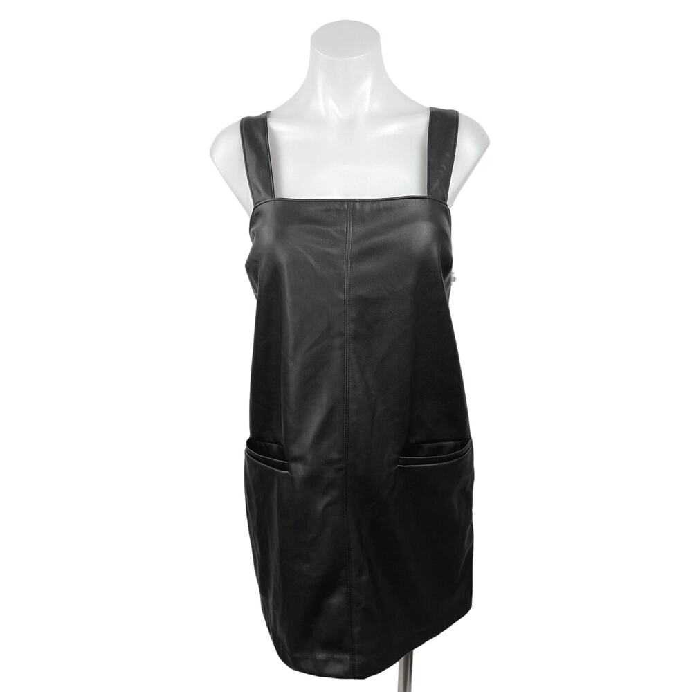 Abercrombie & Fitch Womens Black Faux Leather Sleeveless Shift Mini Dress Size M - Picture 5 of 9